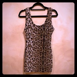 Forever 21 fitted clear sequin leopard dress. Med.